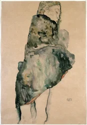 Portrait of a Woman in Stand. Drawing by Egon Schiele